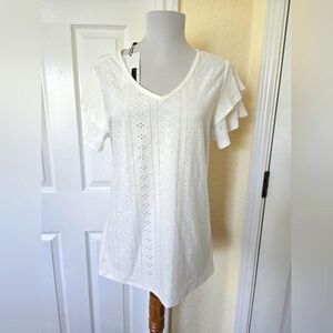 Ruffle sleeve v-neck blouse